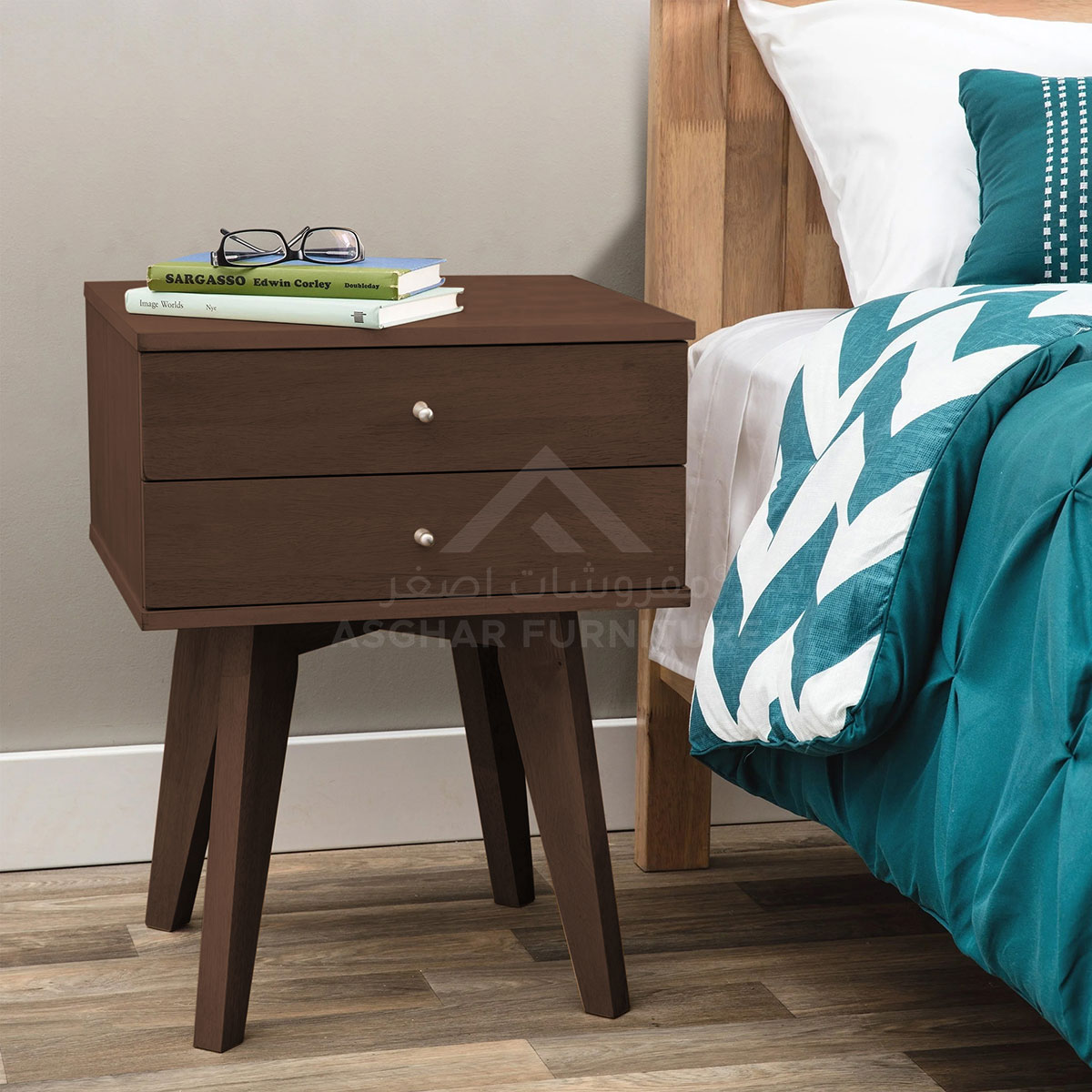 Birch 2 Drawer Nightstand Brown